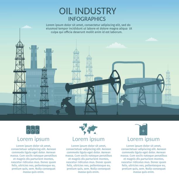 Vector Oil rig industry of processing petrol and transportation infographics set production elements. Vector Oil rig industry of processing petrol and transportation infographics set production elements. oil industry stock illustrations
