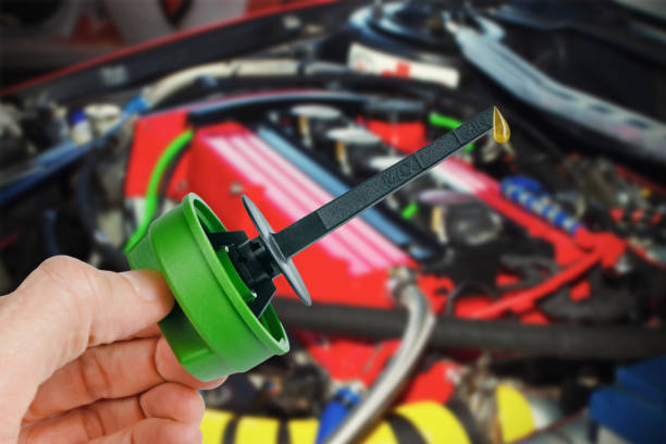 istock Spare parts Engine Oil Dipstick with drop oil 823492948