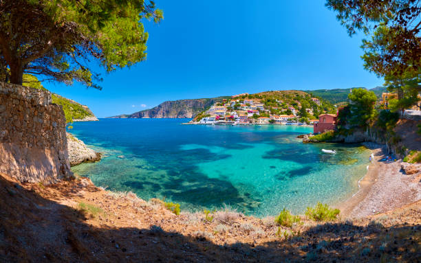 Beautiful small beach in Assos village ; Kefalonia island, Greece