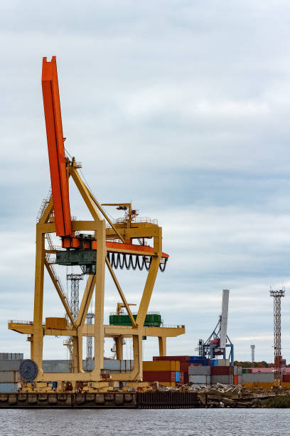 istock Cargo crane in the port 823501886