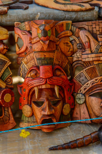istock Masks, Authentic handcraft souvenirs of maya civilisation 823506712