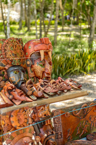 istock Masks, Authentic handcraft souvenirs of maya civilisation 823506826