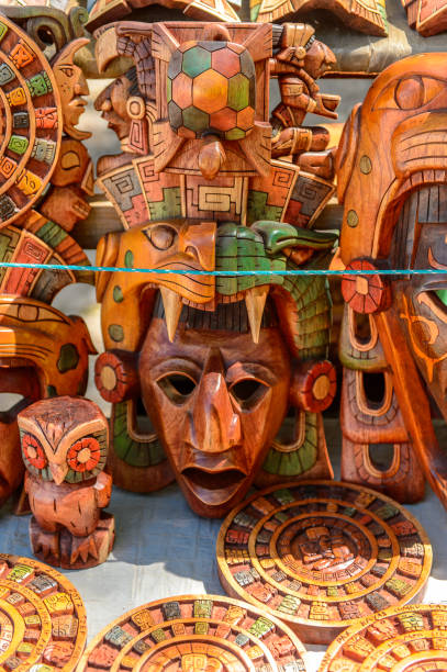 istock Masks, Authentic handcraft souvenirs of maya civilisation 823506876