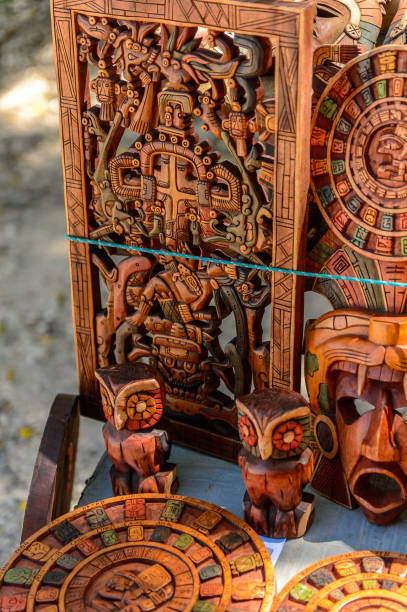 istock Masks, Authentic handcraft souvenirs of maya civilisation 823506892