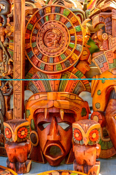 istock Masks, Authentic handcraft souvenirs of maya civilisation 823506910