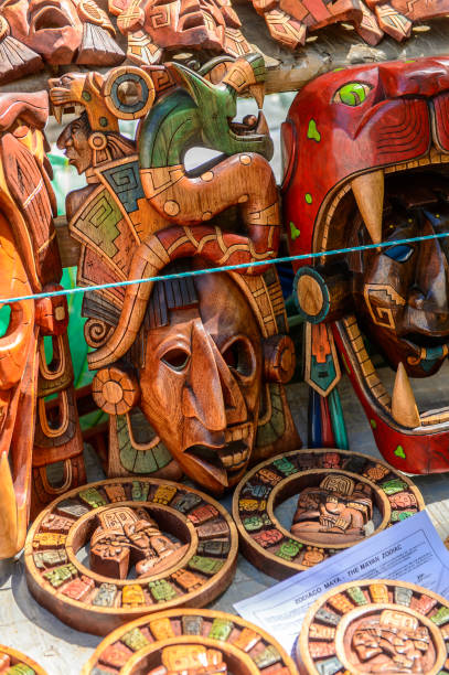 istock Masks, Authentic handcraft souvenirs of maya civilisation 823506924