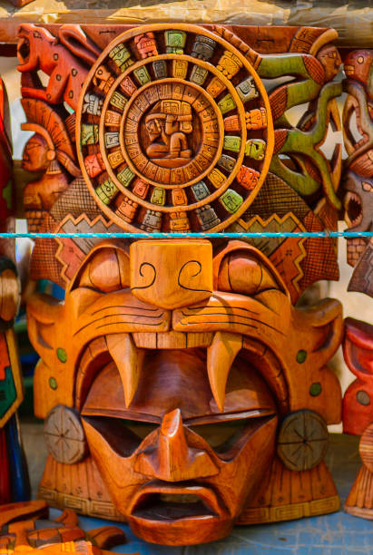istock Masks, Authentic handcraft souvenirs of maya civilisation 823506944