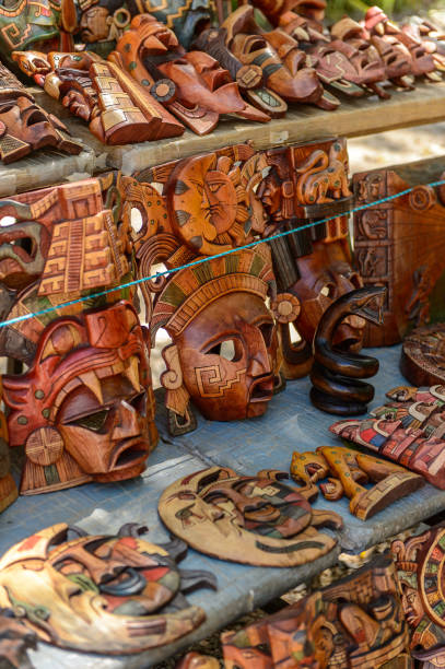 istock Masks, Authentic handcraft souvenirs of maya civilisation 823506950