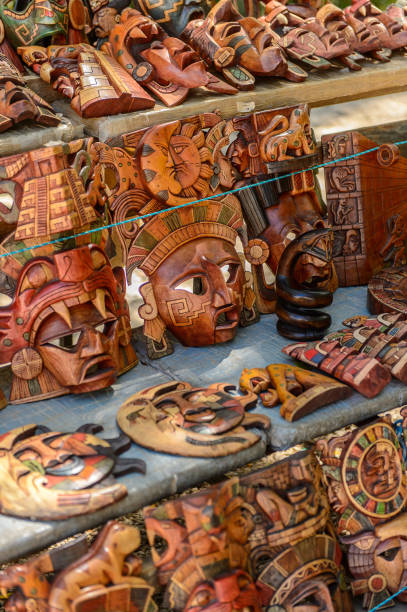 istock Masks, Authentic handcraft souvenirs of maya civilisation 823507068