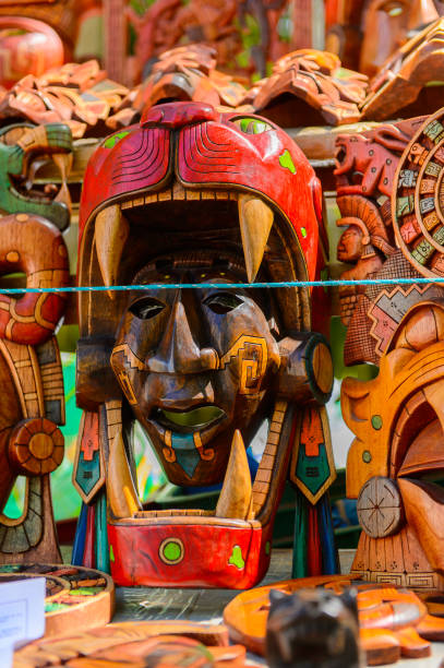istock Masks, Authentic handcraft souvenirs of maya civilisation 823507092