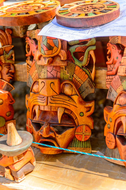 istock Masks, Authentic handcraft souvenirs of maya civilisation 823507094
