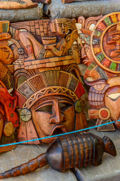 istock Masks, Authentic handcraft souvenirs of maya civilisation 823507118