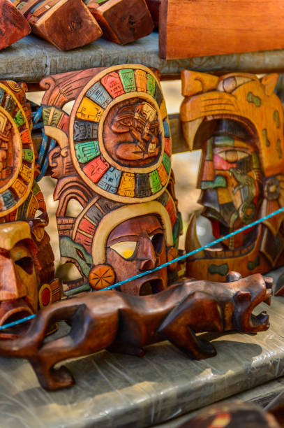 istock Masks, Authentic handcraft souvenirs of maya civilisation 823507126