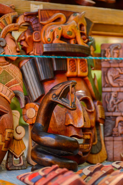 istock Masks, Authentic handcraft souvenirs of maya civilisation 823507142