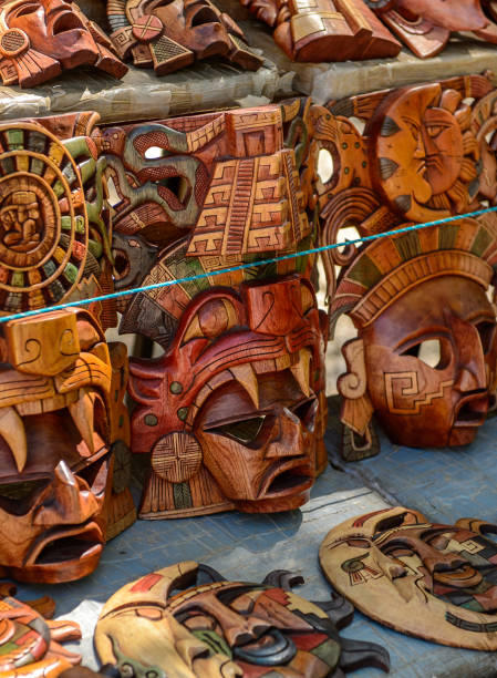 istock Masks, Authentic handcraft souvenirs of maya civilisation 823507194