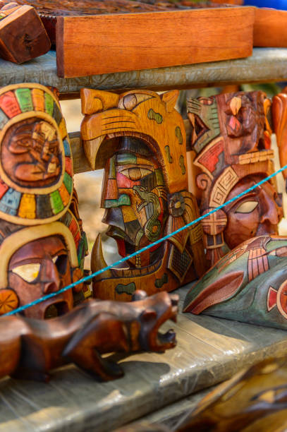 istock Masks, Authentic handcraft souvenirs of maya civilisation 823507388