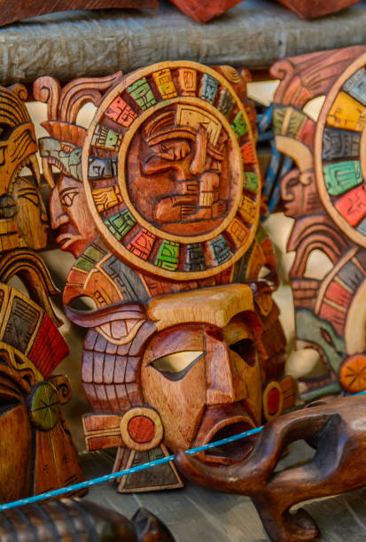 istock Masks, Authentic handcraft souvenirs of maya civilisation 823509846