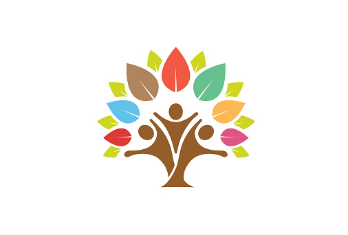 Colorful Tree Family Symbol Design Illustration