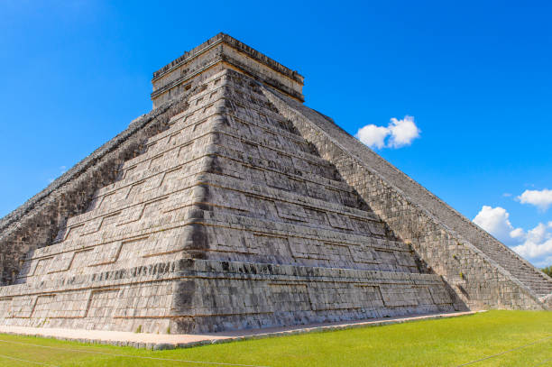 istock El Castillo (Temple of Kukulcan),  a Mesoamerican step-pyramid, Chichen Itza. It was a large pre-Columbian city built by the Maya people of the Terminal Classic period. UNESCO World Heritage 823514850