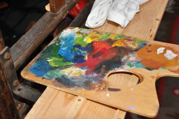 istock Artistic painter's wooden palette 823532576