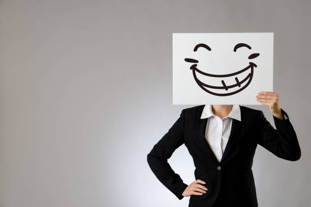 istock lady boss with big laughing face illustration 823536982