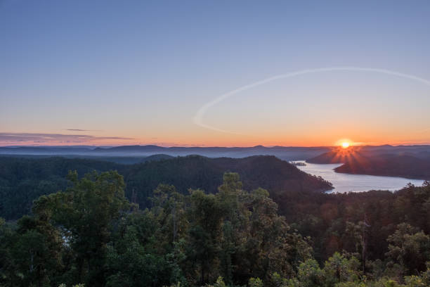 Sunrise over the mountains in HDR