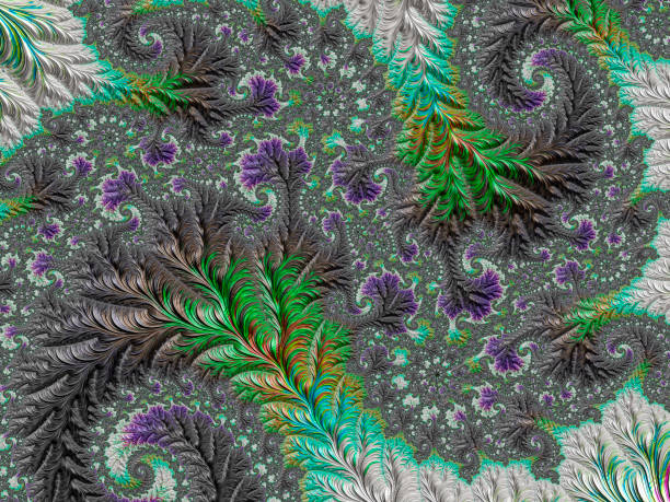 istock High resolution multi-colored fractal background, which patterns remind those of leaves. 823547716