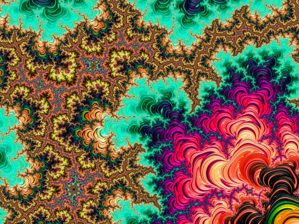 istock Multi-colored high resolution textured fractal background, which reminds of a forest tree canopy, 60's style. 823548322
