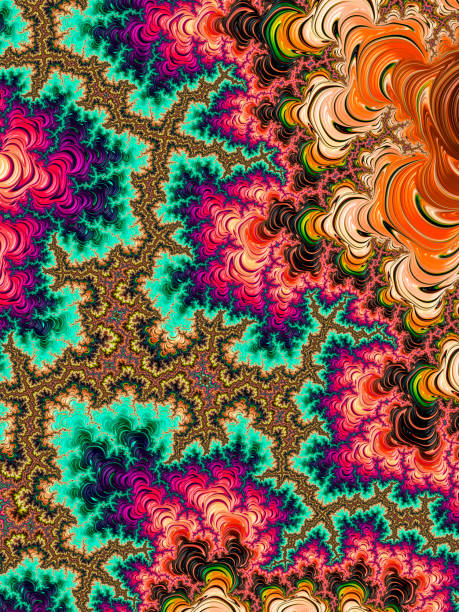 istock Multi-colored high resolution textured fractal background, which reminds of a forest tree canopy, 60's style. 823548332