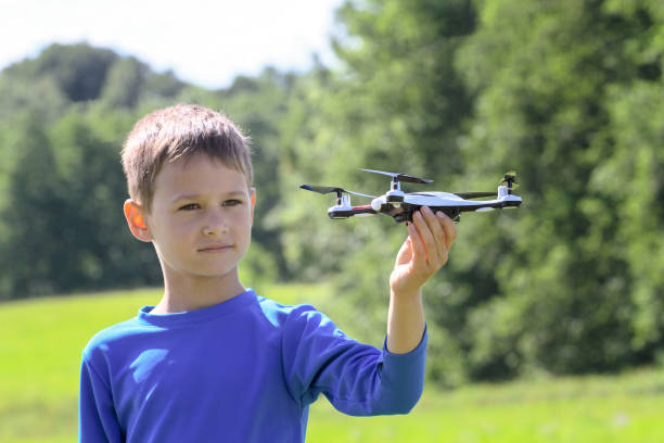 istock Boy playing with drone outdoors 823548348
