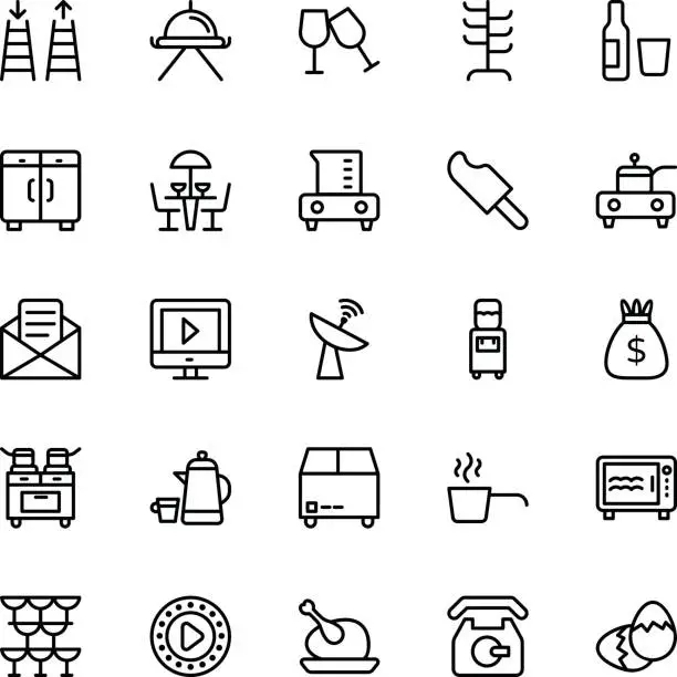 Vector illustration of Hotel Line Vector Icons 13