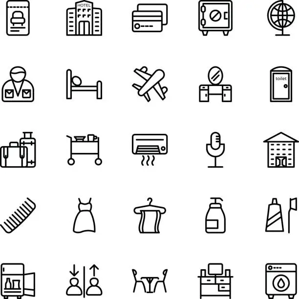 Vector illustration of Hotel Line Vector Icons 10