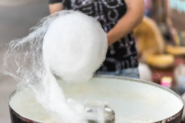 The process of making cotton candy, close-up, set