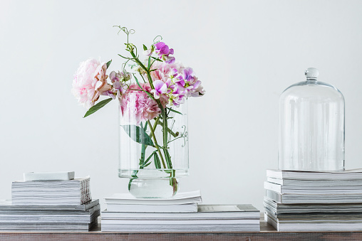 peony and sweetpea bouquet