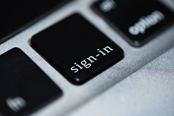 istock Signing-in to the online account 823585970