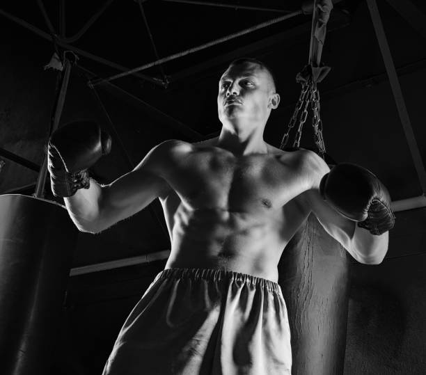 istock The professional boxer stands in the fighting stance 823586216