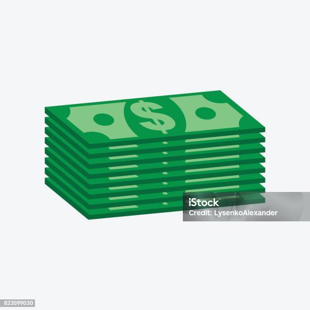 Stacks Dollar Cash Vector Illustration In Flat Design On White Background Stock Illustration - Download Image Now