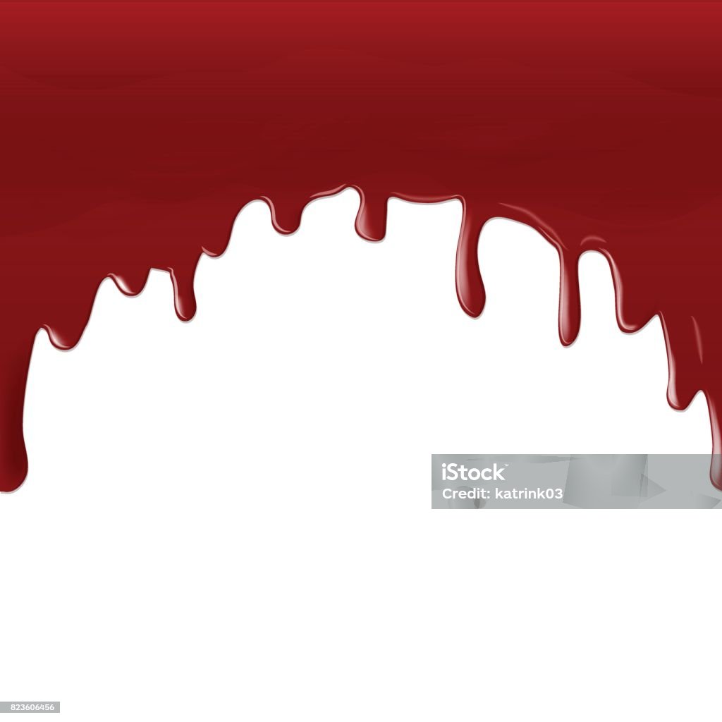 stream of red blood Vector illustration. A stream of red blood flowing down on a white background. Design for decoration in the style of horror. Blood stock vector