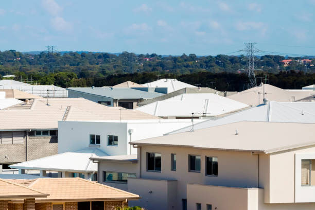 Development of new suburb in Sydney Australia, full frame horizontal composition with copy space