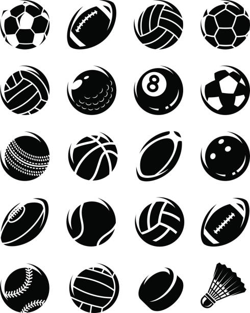 sport-kugeln gesetzt. vektor - soccer ball soccer ball sport stock-grafiken, -clipart, -cartoons und -symbole