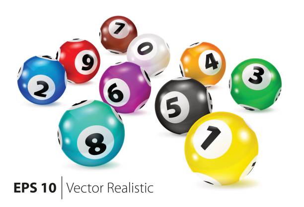 вектор красочные шары бинго лежат в случайном порядке - three dimensional yellow three dimensional shape luck stock illustrations