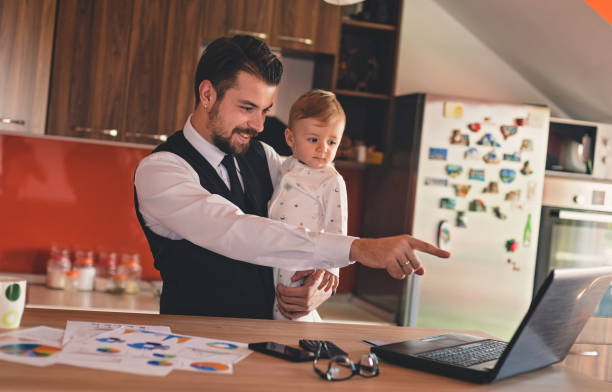 istock Single father and cute baby son 823620012