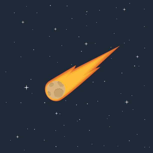 brennenden kometen fliegen im raum - meteor fireball asteroid comet stock-grafiken, -clipart, -cartoons und -symbole