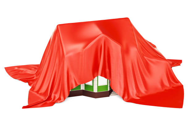 istock House covered red fabric, 3D rendering isolated on white background 823626920