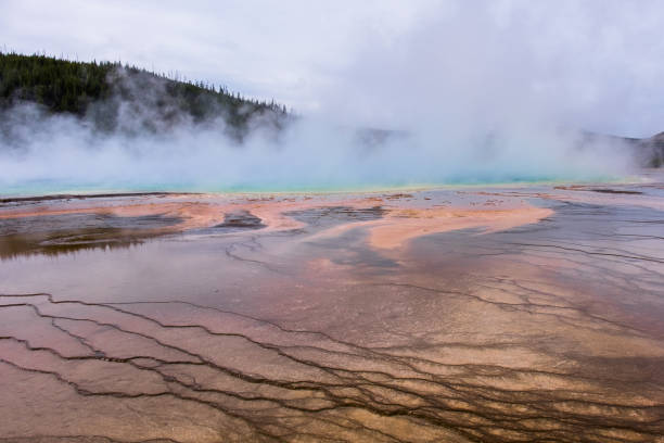 Painted Pools at Yellowstone National Park stock photo