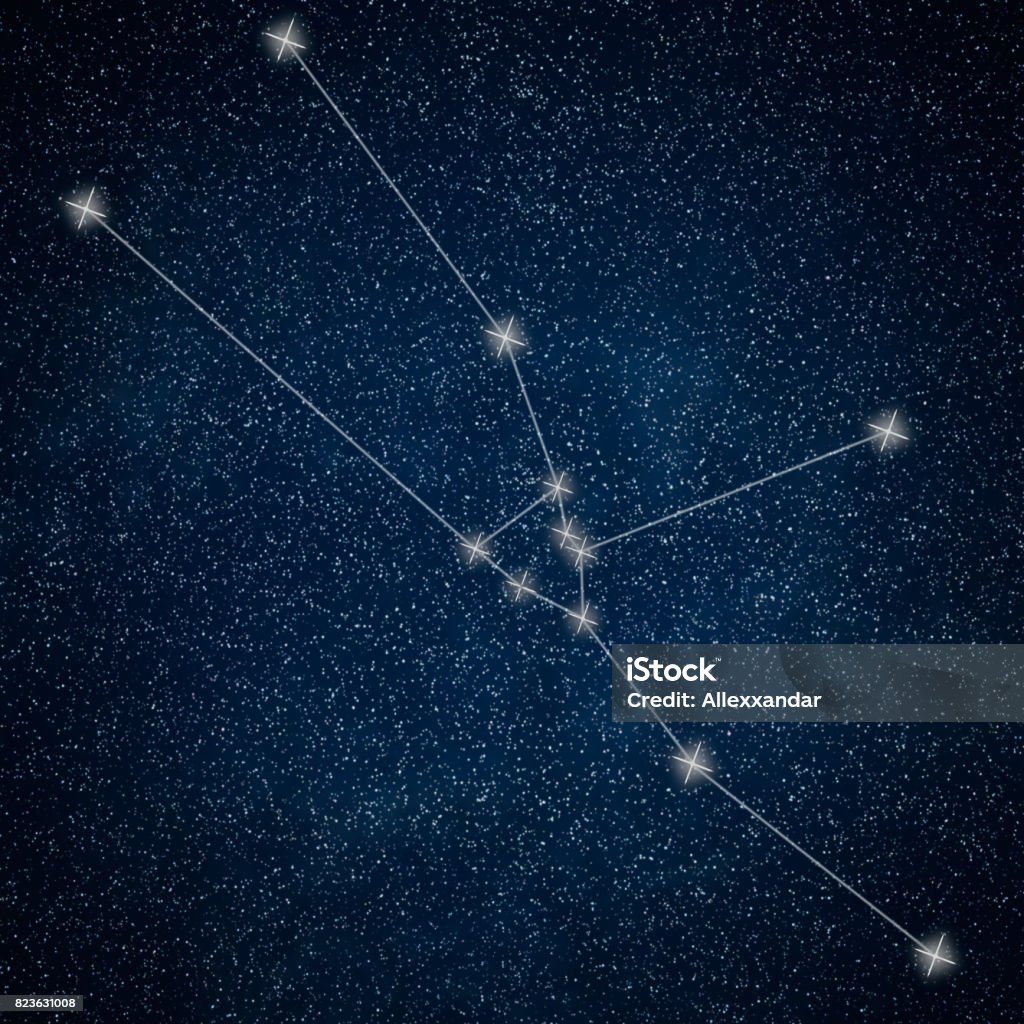 Constelación de Tauro. Constelación de Tauro Signo zodiaco líneas de fondo de la galaxia - Foto de stock de Astrología libre de derechos
