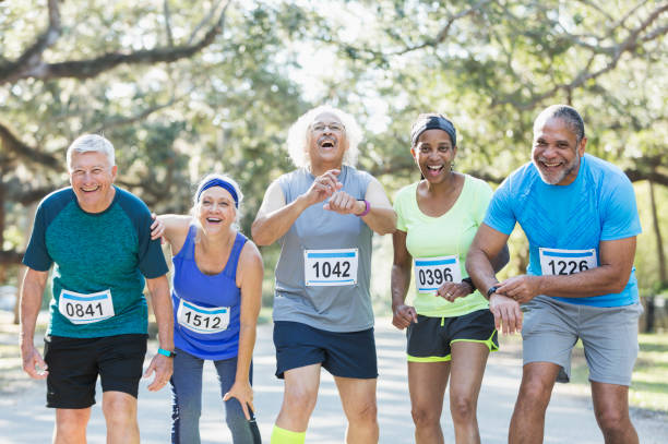 istock Group of multi-ethnic seniors set to run in a race 823634832