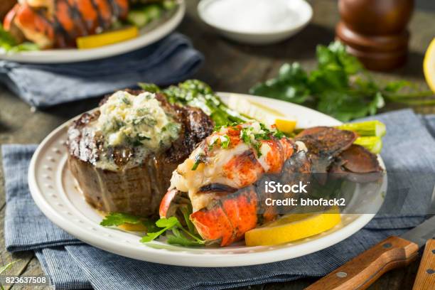 Homemade Steak And Lobster Surf N Turf Stock Photo - Download Image Now - Lobster - Seafood, Lobster - Animal, Surf and Turf