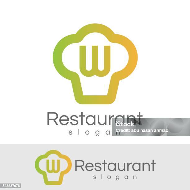 Restaurant De Design Dicône W Lettre Initiale Vecteurs libres de droits et plus d'images vectorielles de Chef cuisinier - Chef cuisinier, Logo, Abstrait