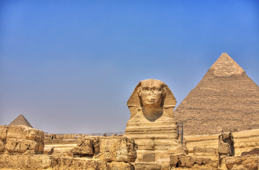 HDR Image of the Great Sphinx and the Giza Pyramids.
